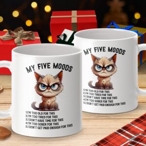 My Five Moods Humorous Cat Coffee Mug - Image 4
