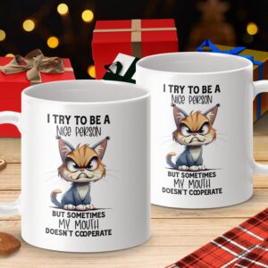 Grumpy Cat I Try to Be a Nice Person Coffee Mug - Image 4