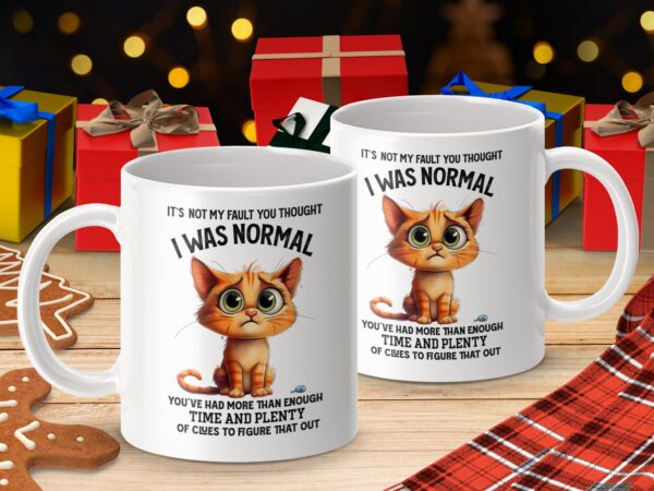 I Was Normal Cute Cat Coffee Mug - Image 4