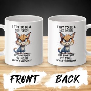 Grumpy Cat I Try to Be a Nice Person Coffee Mug - Image 3