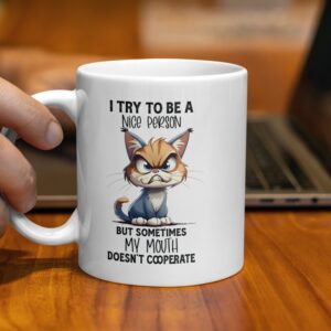 Grumpy Cat I Try to Be a Nice Person Coffee Mug - Image 2