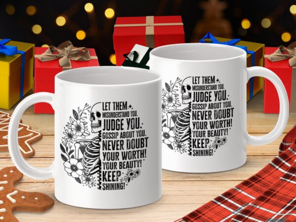 Inspirational Skull and Floral Design Mug - Image 4