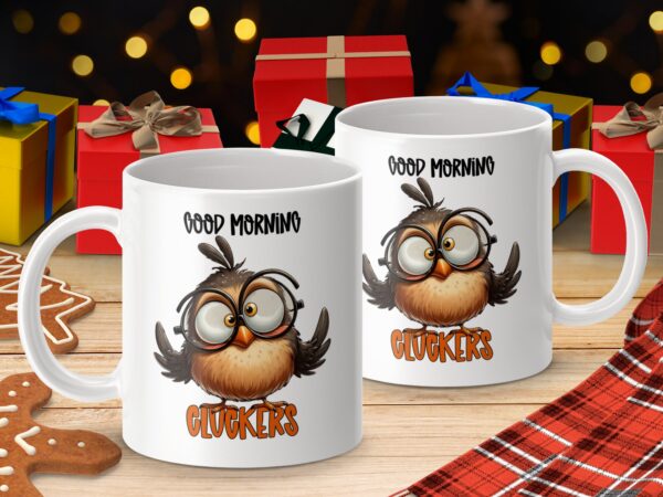Good Morning Cluckers Funny Owl Coffee Mug - Image 4
