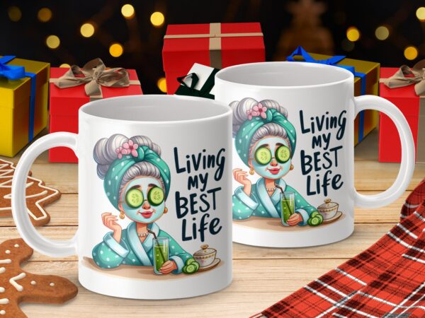 Living My Best Life Funny Grandma Relaxing Mug - Image 4