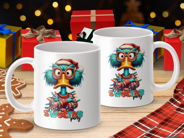 Funny Duck Christmas Ugly Sweater Party Theme Mug - Image 4