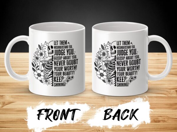 Inspirational Skull and Floral Design Mug - Image 3