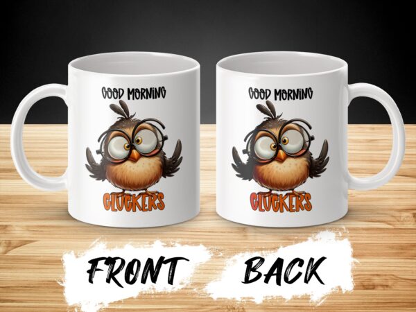 Good Morning Cluckers Funny Owl Coffee Mug - Image 3