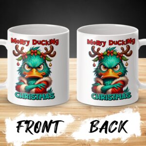 Funny Grumpy Merry Ducking Christmas Mugs - Image 3