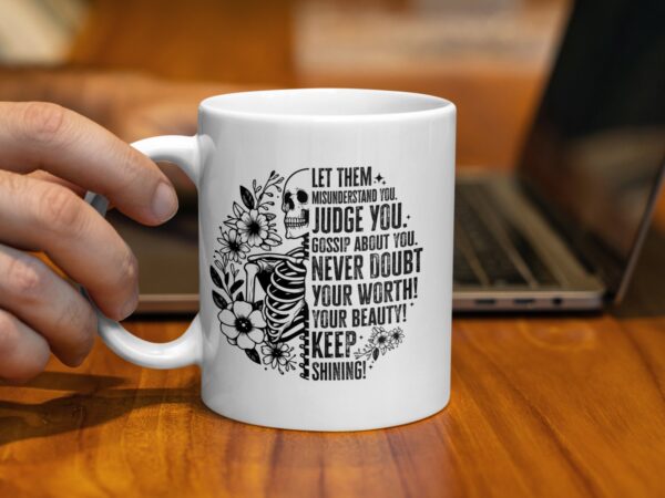 Inspirational Skull and Floral Design Mug - Image 2