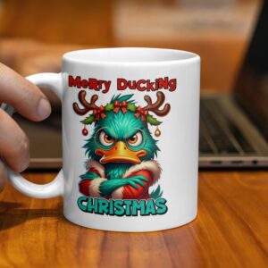 Funny Grumpy Merry Ducking Christmas Mugs - Image 2