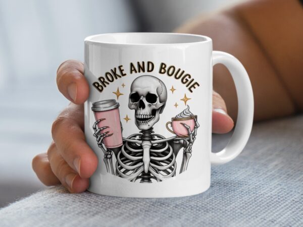 Broke And Bougie Skeleton Mug